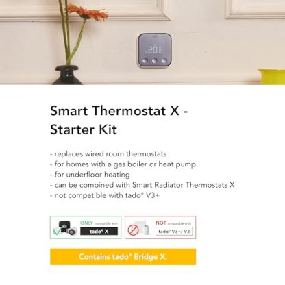 tado Smart Thermostat X – Starter Kit Wired Room Thermostat & Bridge X, Control via App & Smart Speaker (Alexa, Siri, Google Assistant), DIY Installation, Not Compatible with tado V3+  Amazon.co.uk: Home & Kitchen - Image 3