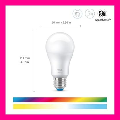WiZ Smart Bulb, E27, 60W, Shades of White, Smart LED Connected WiFi Works with Alexa, Google Assistant & HomeKit, App Control for Home Indoor Lighting, Livingroom, Bedroom, Energy Monitoring, 2 Pack  Amazon.co.uk: Lighting - Image 2