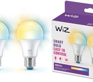 WiZ Smart Bulb, E27, 60W, Shades of White, Smart LED Connected WiFi Works with Alexa, Google Assistant & HomeKit, App Control for Home Indoor Lighting, Livingroom, Bedroom, Energy Monitoring, 2 Pack  Amazon.co.uk: Lighting