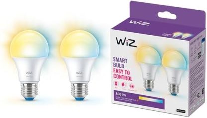 WiZ Smart Bulb, E27, 60W, Shades of White, Smart LED Connected WiFi Works with Alexa, Google Assistant & HomeKit, App Control for Home Indoor Lighting, Livingroom, Bedroom, Energy Monitoring, 2 Pack  Amazon.co.uk: Lighting