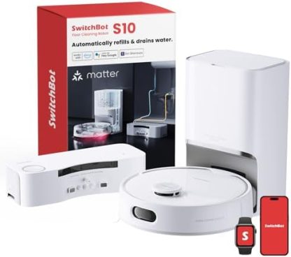 SwitchBot S10 Robot Vacuum Cleaner with Auto Mop, Dual Station, Self Draining/Refilling, 6500Pa Suction, Self Emptying for 70 Days Hands-Free  Amazon.co.uk: Home & Kitchen