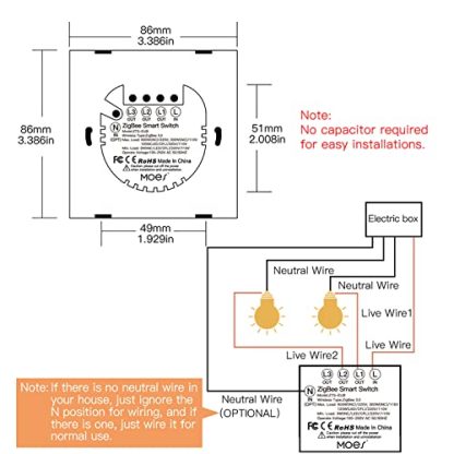 MOES ZigBee Smart Wall Light Switch No Neutral Wire Required, No Capacitor Needed, Smart Life Tuya Remote Control, Works with Alexa, Google Home, Tuya ZigBee Hub Required, 3 Gang, White  Amazon.co.uk: DIY & Tools - Image 7