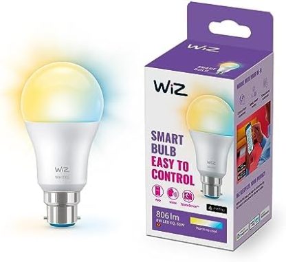 WiZ Tunable White [B22 Bayonet Cap] Smart Connected WiFi Light Bulb. 60W Warm to Cool White Light, App Control for Home Indoor Lighting, Livingroom, Bedroom.  Amazon.co.uk: Lighting
