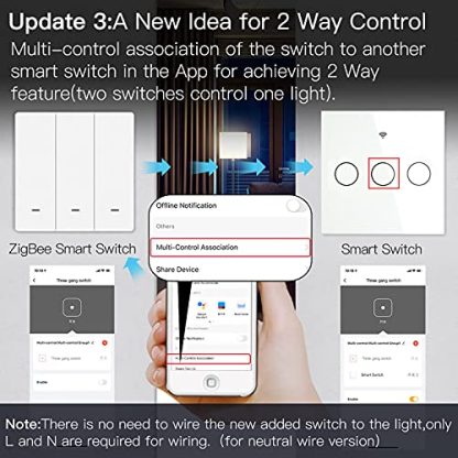 MOES ZigBee Smart Wall Light Switch No Neutral Wire Required, No Capacitor Needed, Smart Life Tuya Remote Control, Works with Alexa, Google Home, Tuya ZigBee Hub Required, 3 Gang, White  Amazon.co.uk: DIY & Tools - Image 4