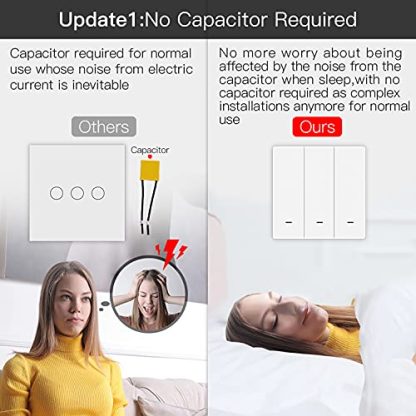MOES ZigBee Smart Wall Light Switch No Neutral Wire Required, No Capacitor Needed, Smart Life Tuya Remote Control, Works with Alexa, Google Home, Tuya ZigBee Hub Required, 3 Gang, White  Amazon.co.uk: DIY & Tools - Image 2